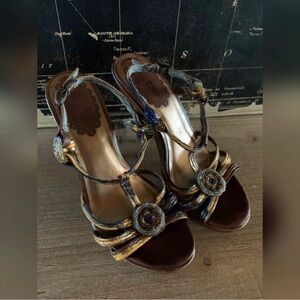 Aldo Elegant Brown and Gold Women's Sandals